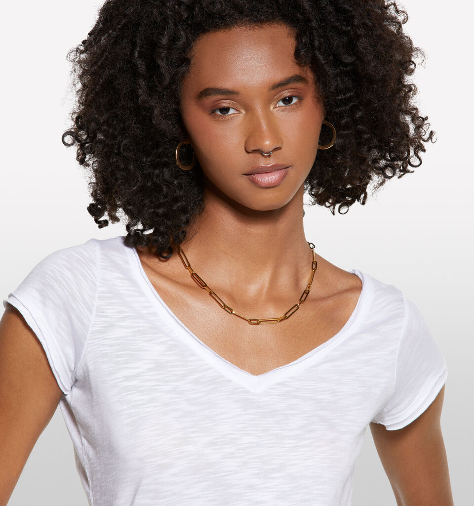 Weißes T-Shirt mit V-Ausschnitt - kurzärmeliges t-shirt für damen - Weiss | Sisley image number 4